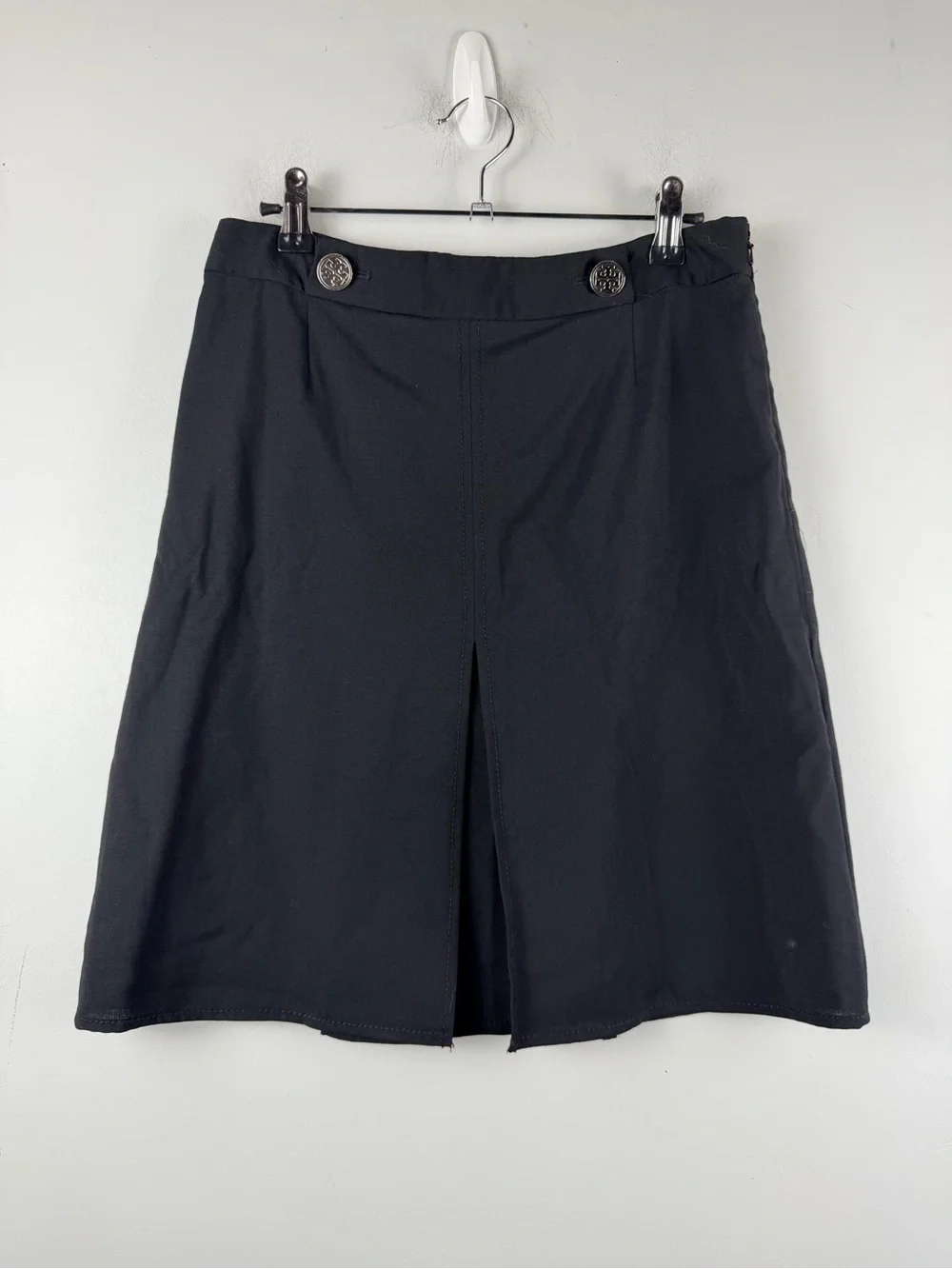 Tory Burch black wool front button skirt size 2
